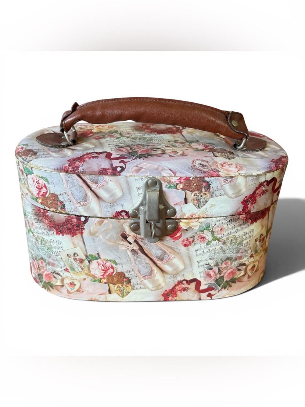 NWOT Vintage Once Upon A Rose Victorian Treasures Train Case Makeup Box Ballet